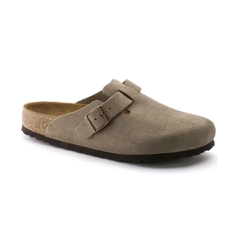 Comfortable Slippers Online Men's Boston Soft Footbed Taupe Suede