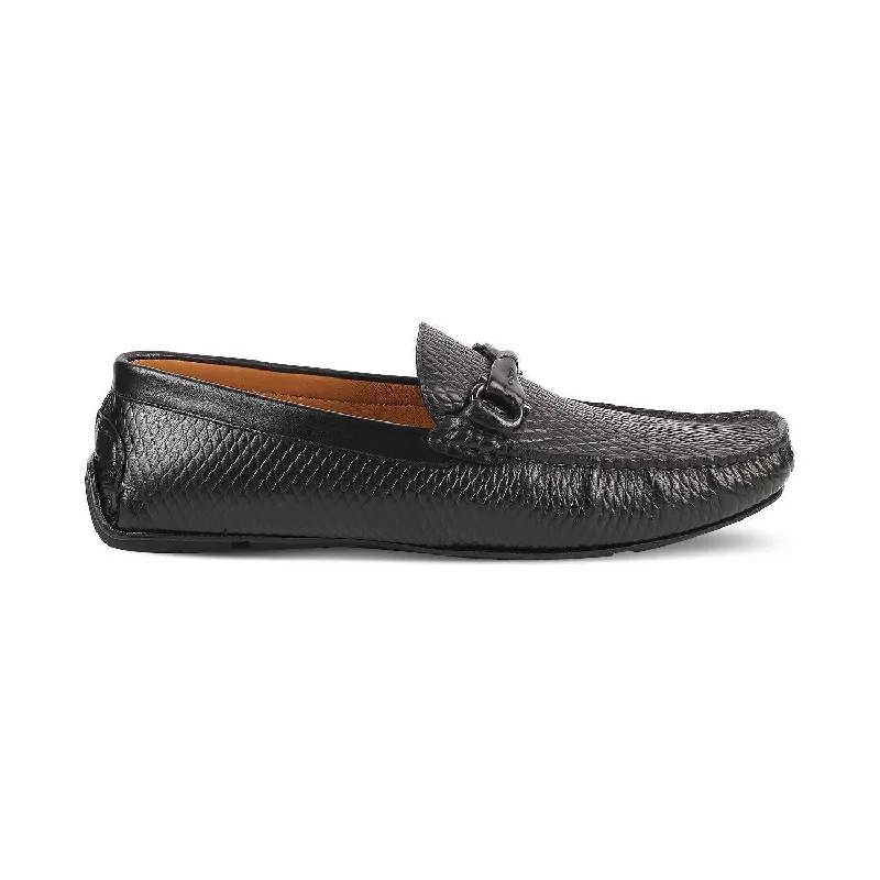 Stylish Running Footwear The Cover Black Men's Leather Driving Loafers Tresmode