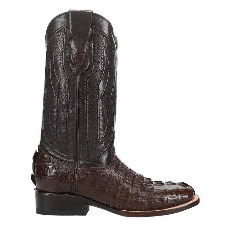 Comfortable Slippers Online Dakota Caiman Crocodile Embroidered Square Toe Cowboy Boots