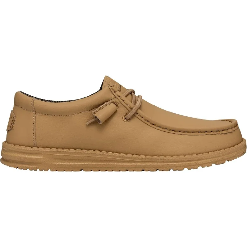 Trendy Boots For Winter Hey Dude Men's Wally Mono Leather Comfortable & Light-Weight Tan Loafers