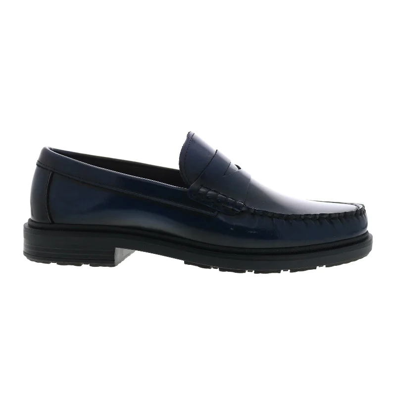 Vintage Boots Collection Bruno Magli Mello MB3MELN0 Mens Blue Leather Loafers & Slip Ons Penny Shoes
