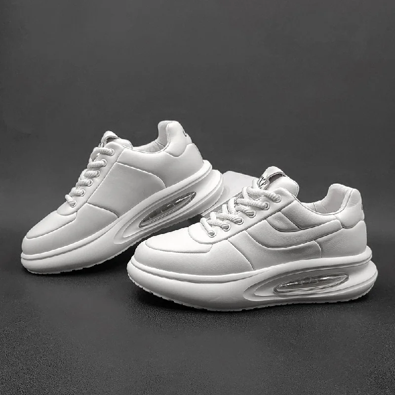 Comfortable Running Sneakers Men Minimalist Leather Thick Soled Casual Shoes