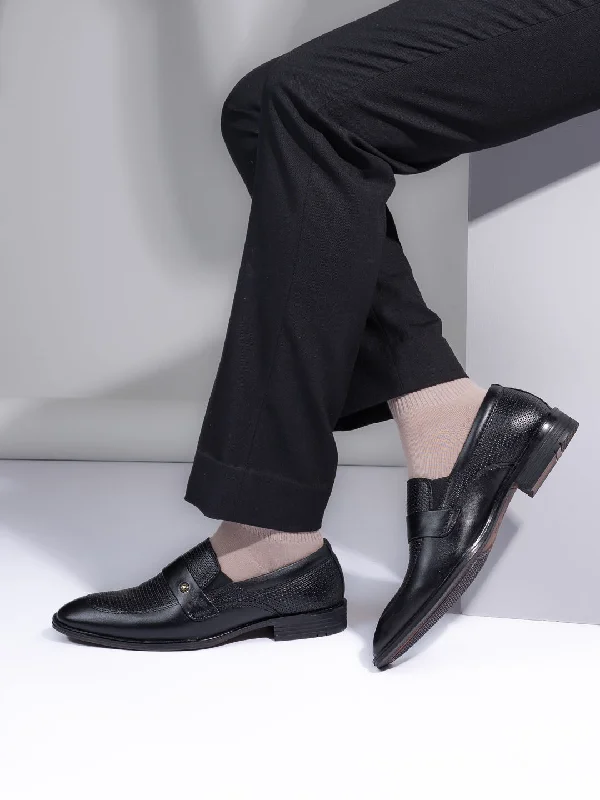 Summer Sports Shoes Alberto Torresi Genuine Leather Black Slipon Formal Shoes For Men