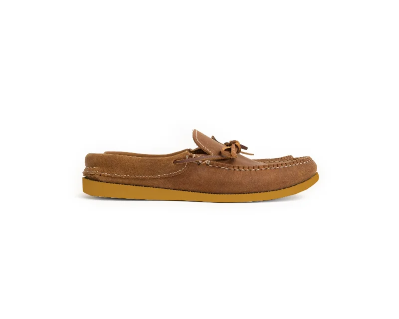 Luxury Sandals For Sale Sleepymoc - Toffee Leather & Faribault Wool