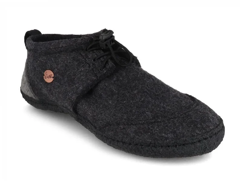 Comfortable Lace-Up Boots WoolFit Hand-felted Barefoot Slippers 'Nomad', dkgrey black Comfortable Lace-Up Boots WoolFit Hand-felted Barefoot Slippers 'Nomad', dkgrey black