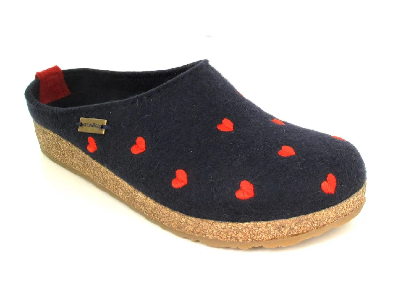 Comfortable Athletic Shoes HAFLINGER Clog | Grizzly Cuoricino, Midnight Blue