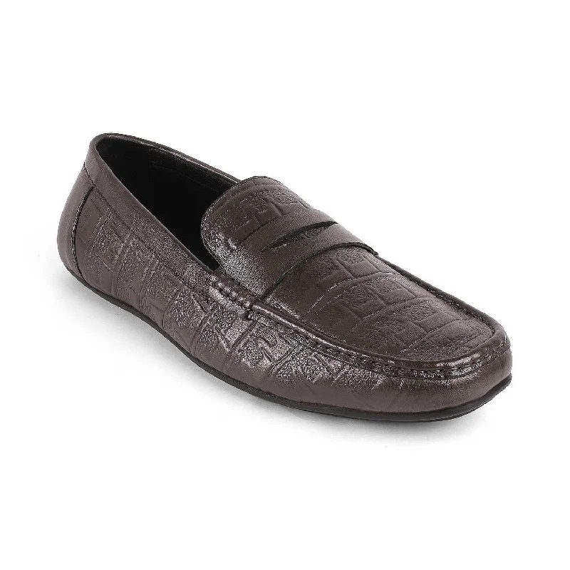 Fashionable Work Sneakers Tresmode Miland Grey Men's Leather Penny Driving Loafers