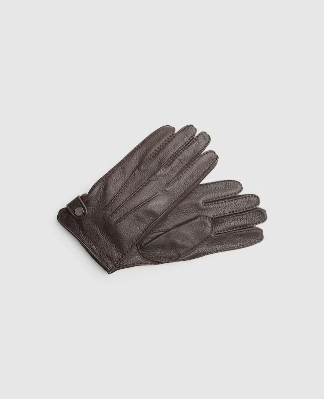 Trendy Walking Boots Deerskin gloves - Dark Brown