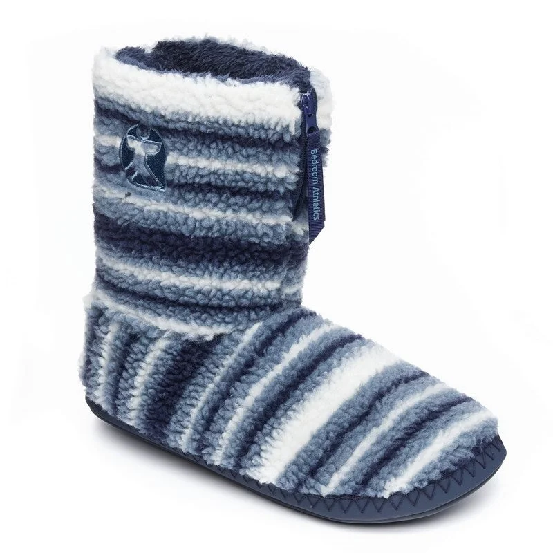 Outdoor Work Boots Teddy - Sherpa Slipper Boot - Blue Stripe