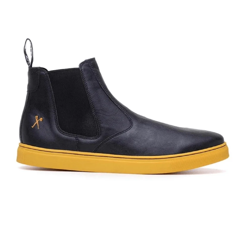 Affordable Hiking Shoes 'Tokio' chelsea boot by King 55 - black with yellow outsole