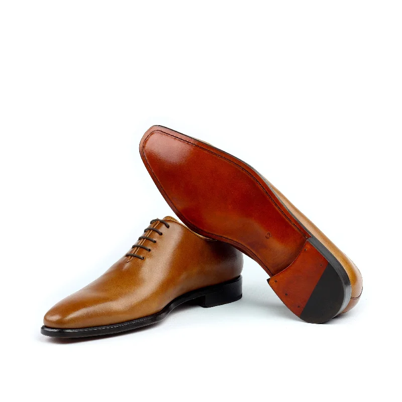 Sporty Casual Sneakers EPICTETUS - Unique Handcrafted Golden Brown Wholecut Oxford Formal Dress Shoes by Le Ruux