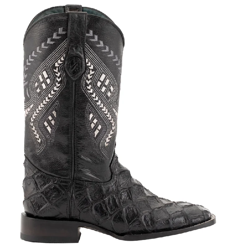 Casual Sandals Collection Bronco Pirarucu Print Square Toe Pull On Cowboy Boots