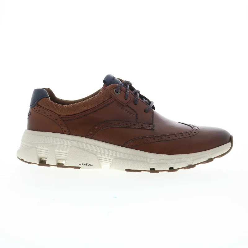 Trendy Sports Sneakers Rockport ReboundX Wingtip Mens Brown Oxfords Wingtip & Brogue Shoes