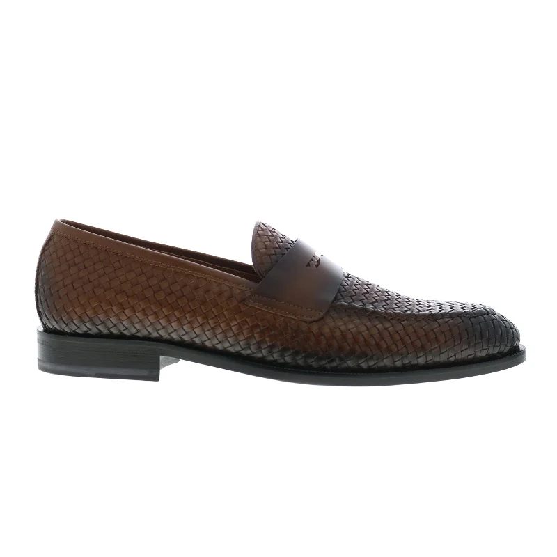 Luxury Sandals For Sale Bruno Magli Vesini Woven BM3VESC8W Mens Brown Loafers & Slip Ons Penny Shoes