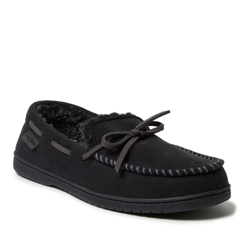 Trendy Sports Footwear Dearfoams Men's Toby Microsuede Moccasin Slippers with Tie