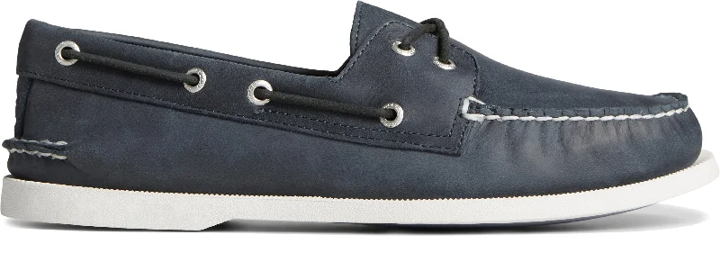 Casual Walking Boots Men's A/O 2-Eye Cross Lace Leather Wide - Navy