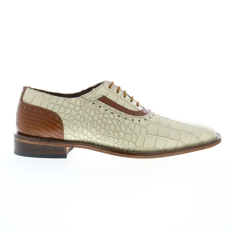 Comfortable Heeled Shoes Stacy Adams Riccardi 25575-114 Mens Beige Oxfords & Lace Ups Plain Toe Shoes