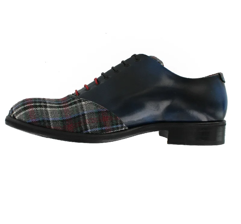 Stylish Platform Boots 4061 – Blue Tartan