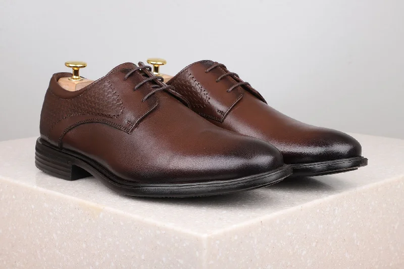 Luxury Leather Sneakers Office Lace-Up - Brown