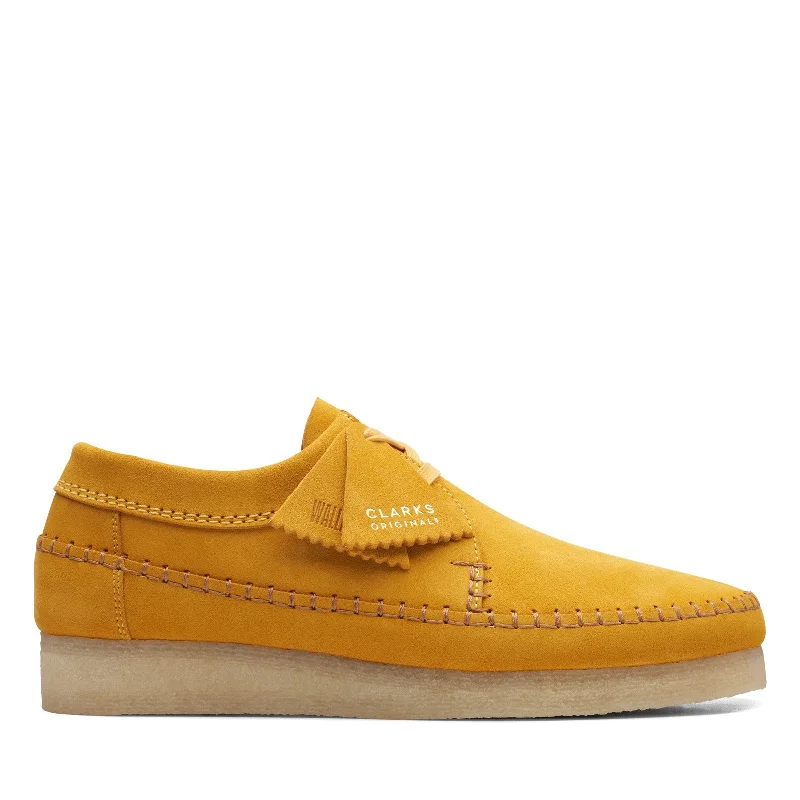 Breathable Hiking Footwear Clarks Weaver 26169439 Mens Yellow Suede Oxfords & Lace Ups Casual Shoes