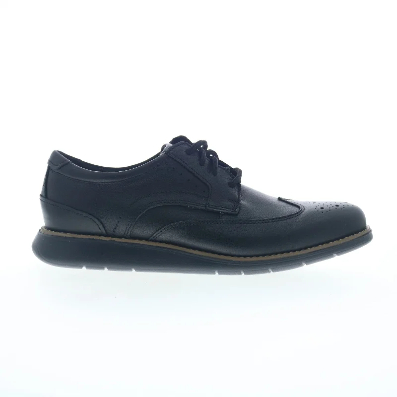 Stylish Platform Boots Rockport Total Motion Craft Wingtip CJ1399 Mens Black Wide Oxfords Shoes