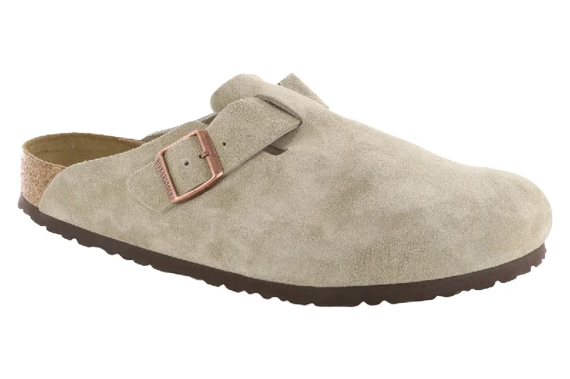 Luxury Running Shoes Birkenstock Boston Soft Footbed Suede Leather Taupe
