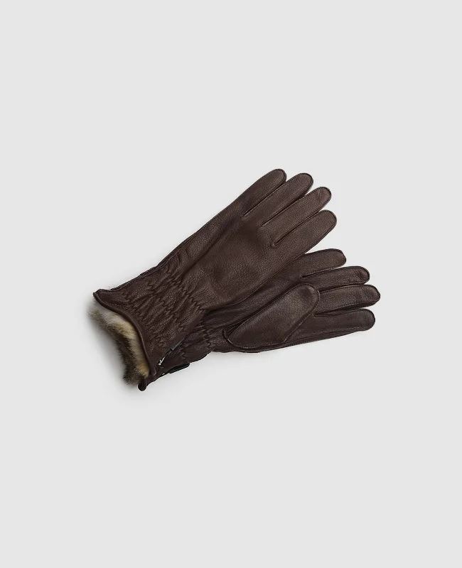 Stylish Platform Boots Winter leather gloves - Dark Brown