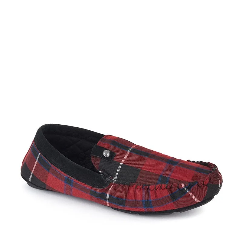 High Fashion Footwear Benedict - Check Woven Moccasin - Merlot Check