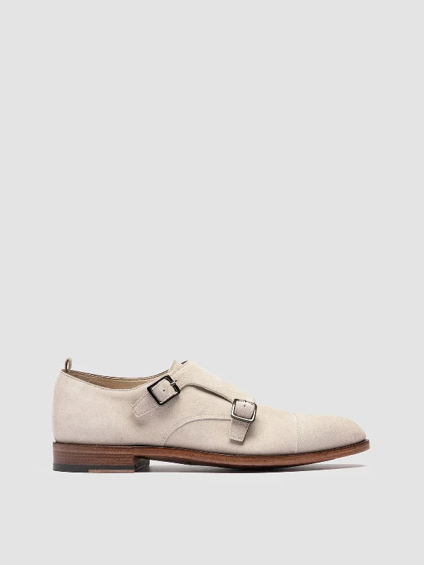 Best Work Boots SIGNATURE 004 - Ivory Suede Monk Shoes