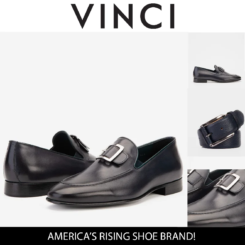 Trendy Sports Footwear The Astoria Navy Buffalo Leather Men’s Loafer