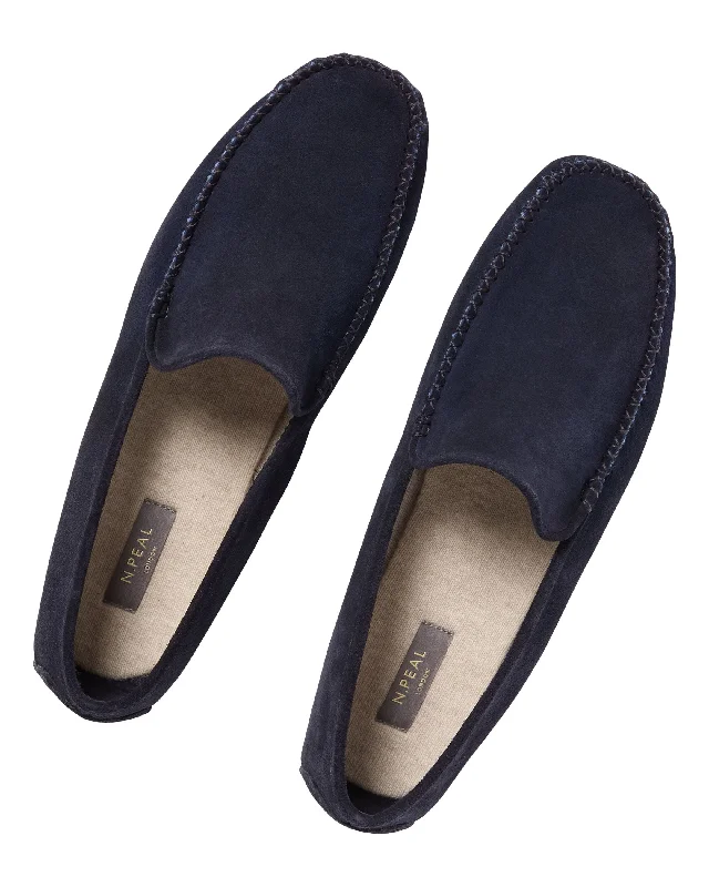 Best Work Boots Unisex Cashmere Moccasin Navy Blue