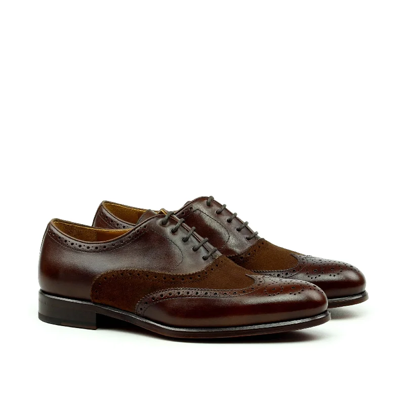 Cozy Indoor Slippers Unique Handcrafted Chestnut Brown Wingtip Oxford w/ Full Brogue by Le Ruux