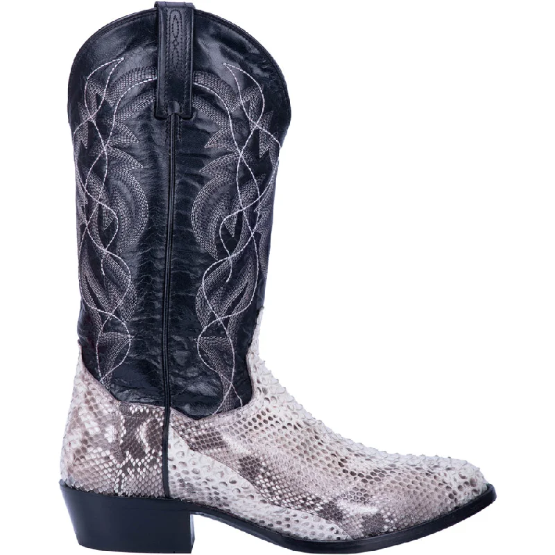 Classic Hiking Boots Manning Snakeskin Embroidered Round Toe Pull On Cowboy Boots