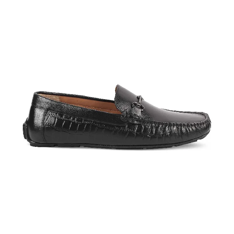 Best Flat Shoes Online The Port Black Men's Leather Driving Loafers Tresmode