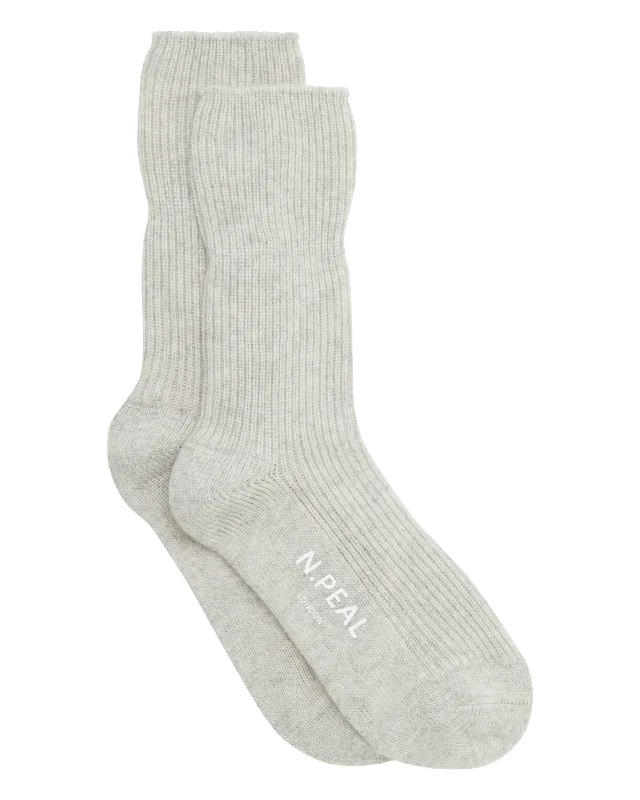 Leather Sandals For Sale Unisex Cashmere Rib Bed Socks Fumo Grey
