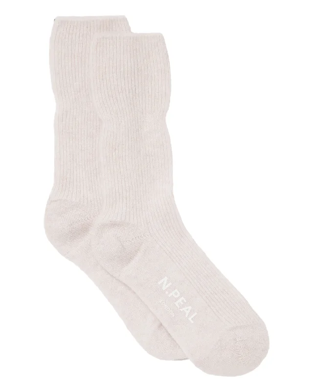 Cozy Indoor Slippers Unisex Cashmere Rib Bed Socks Frost White