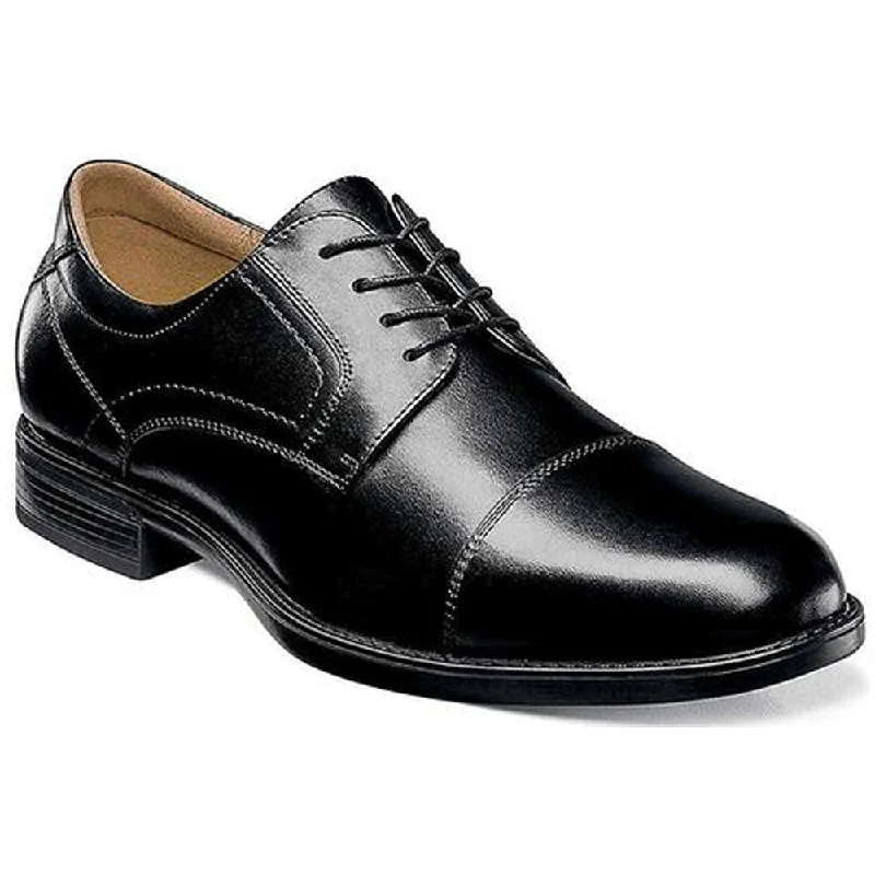 Winter Hiking Sneakers Florsheim Midtown Cap Toe Oxford Black Smooth Leather (Men's)