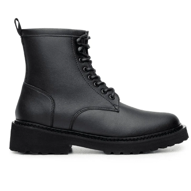 Comfortable Winter Sandals 'Everyday Work Boot' unisex vegan lace-up boot with chunky sole by Ahimsa - black