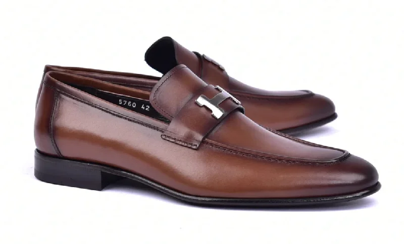 Trendy High Heels For Sale Corrente 5760 Burnished Calfskin Loafer - Brown
