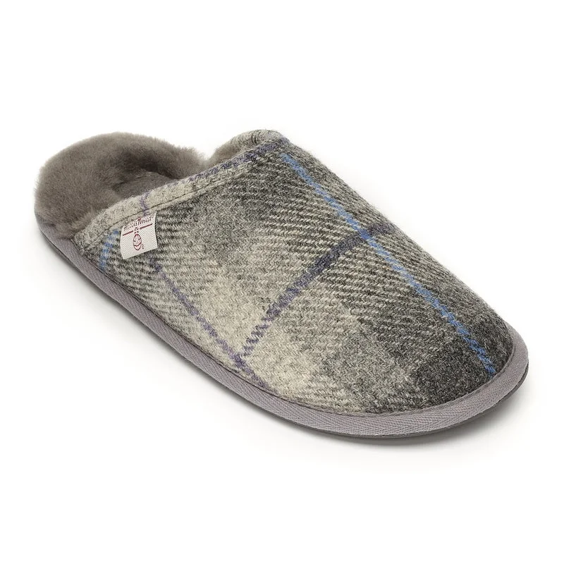 Best Sneakers For Work William - Harris Tweed Mule - Grey / Charcoal Check