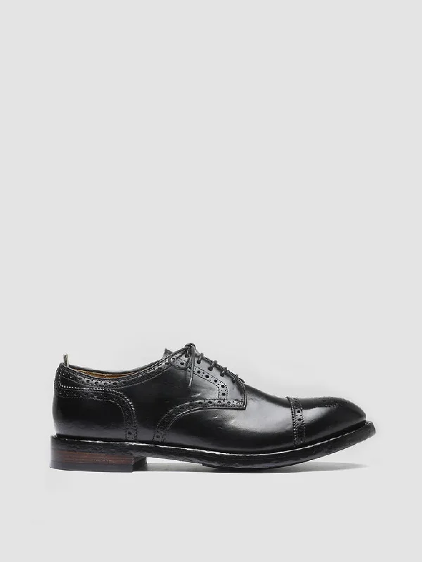 High Quality Sneakers TEMPLE 003 - Black Leather Derby Shoes