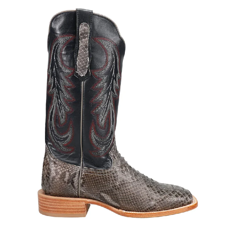 Fashionable Work Sneakers Back Cut Python Embroidered Wide Square Toe Cowboy Boots