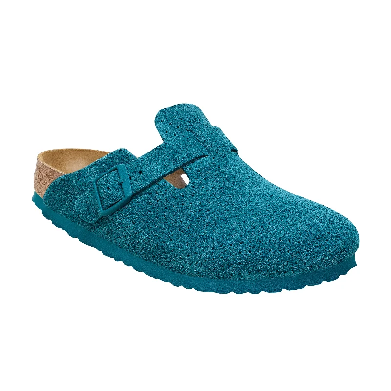 Classic Hiking Footwear Boston Deep Turquoise Embossed Suede Leather