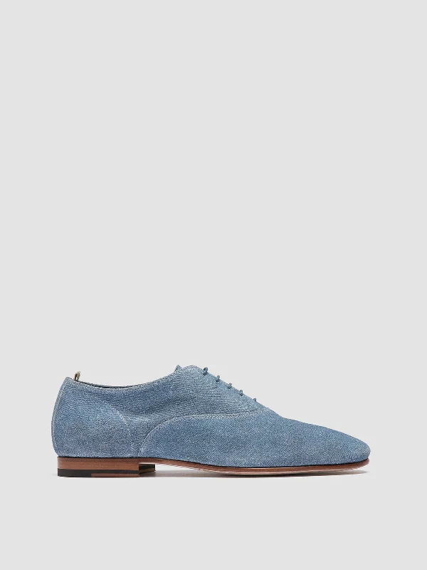 Cozy Indoor Slippers OLIVER 005 - Blue Suede Oxford Shoes