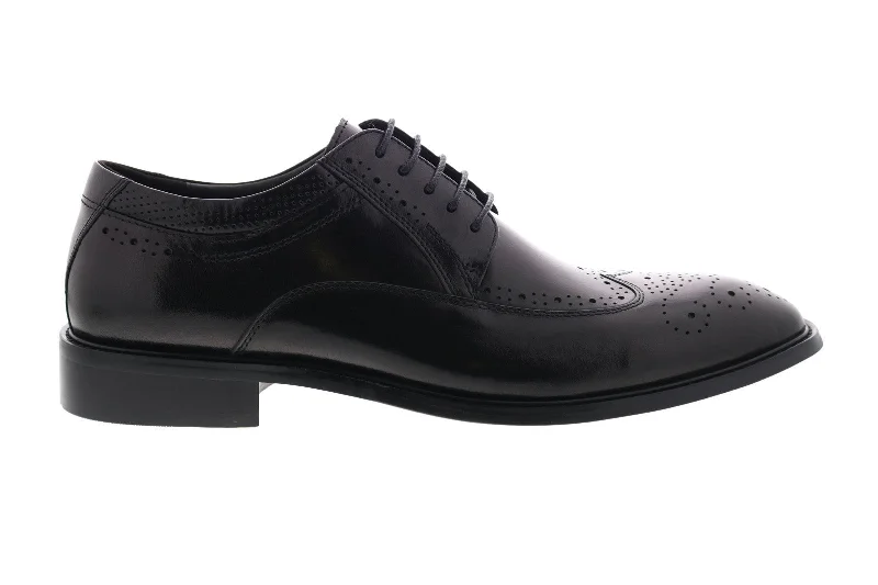 Best Formal Shoes Online Zanzara Cesar ZK324C83 Mens Black Leather Low Top Lace Up Wingtip Oxfords Shoes