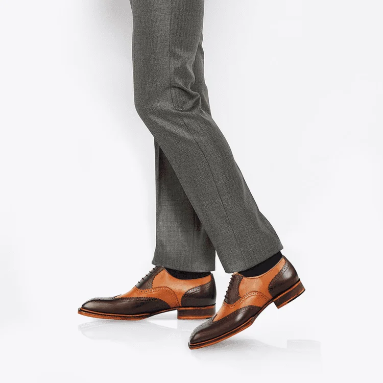 Designer Hiking Boots OATES - Exquisite Handcrafted   Brown Oxford Dress Shoe by Le Ruux
