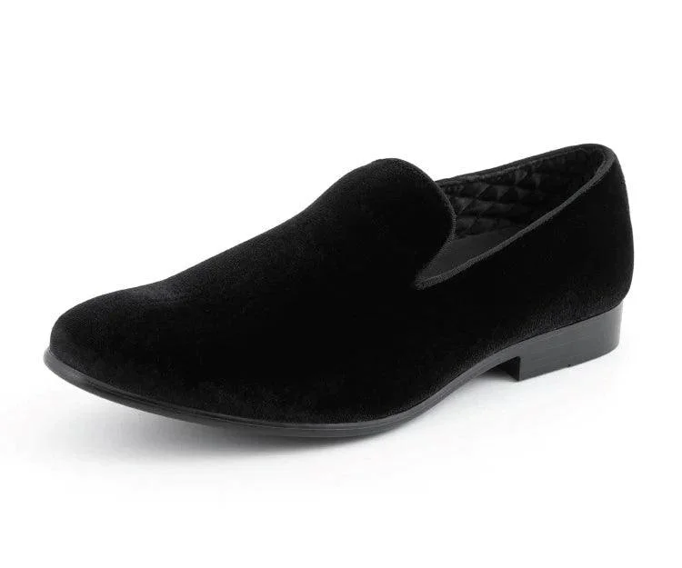 Sporty Hiking Shoes Black Suede Smoking Slipper Shoes