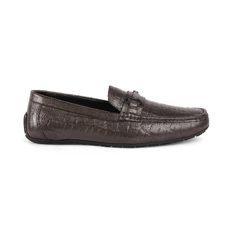 Warm Hiking Boots Tresmode Miluck Grey Men's Textured Leather Driving Loafers