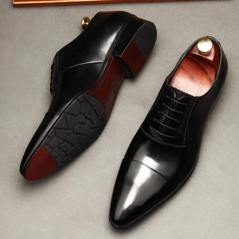 Trendy Sports Footwear Adigano - Red bottom sole Leather Oxford Shoes For Men