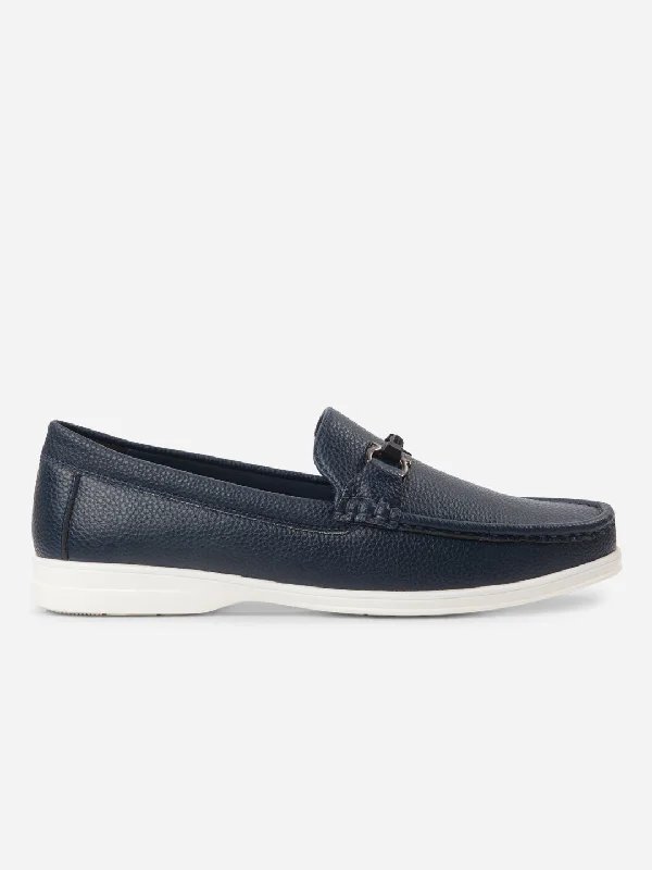 Fashionable Sneakers Collection Men's Navy Moc Toe Casual Loafer (IX4107)